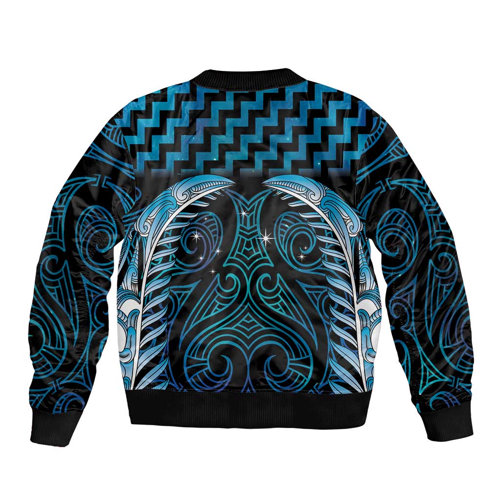 Blue Matariki New Zealand Sleeve Zip Bomber Jacket Maori Poutama Galaxy Vibes