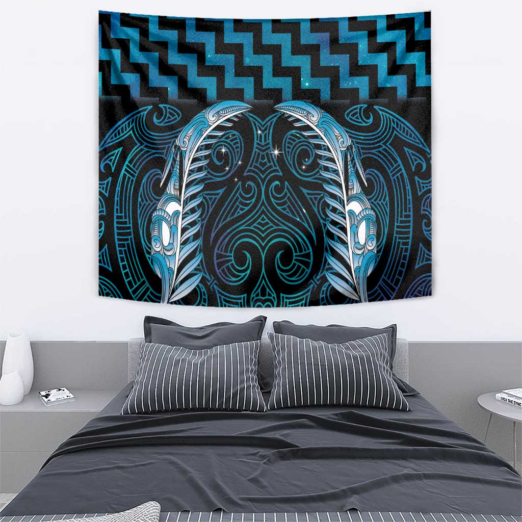 Blue Matariki New Zealand Tapestry Maori Poutama Galaxy Vibes