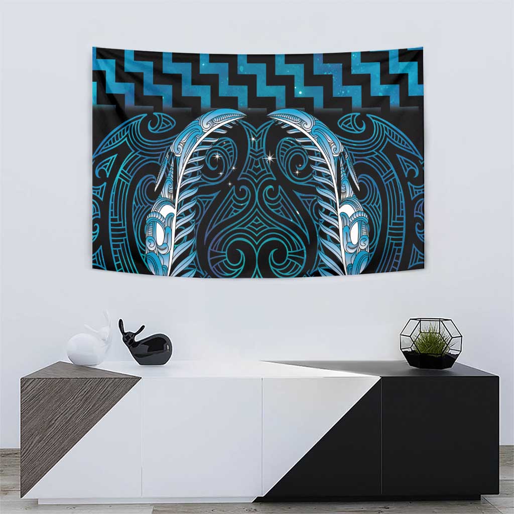 Blue Matariki New Zealand Tapestry Maori Poutama Galaxy Vibes