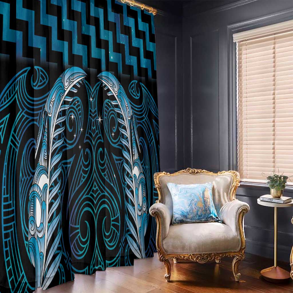 Blue Matariki New Zealand Window Curtain Maori Poutama Galaxy Vibes
