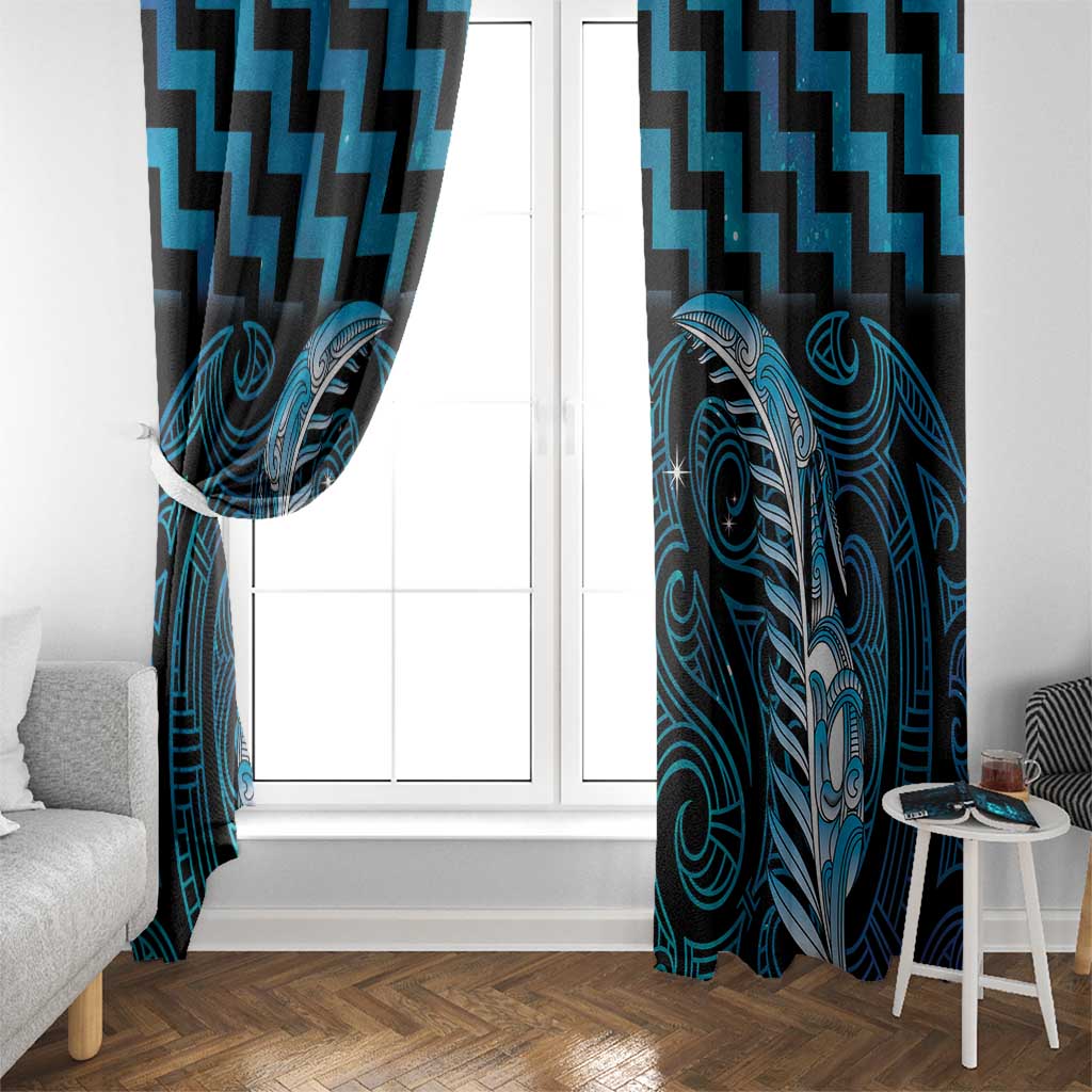Blue Matariki New Zealand Window Curtain Maori Poutama Galaxy Vibes