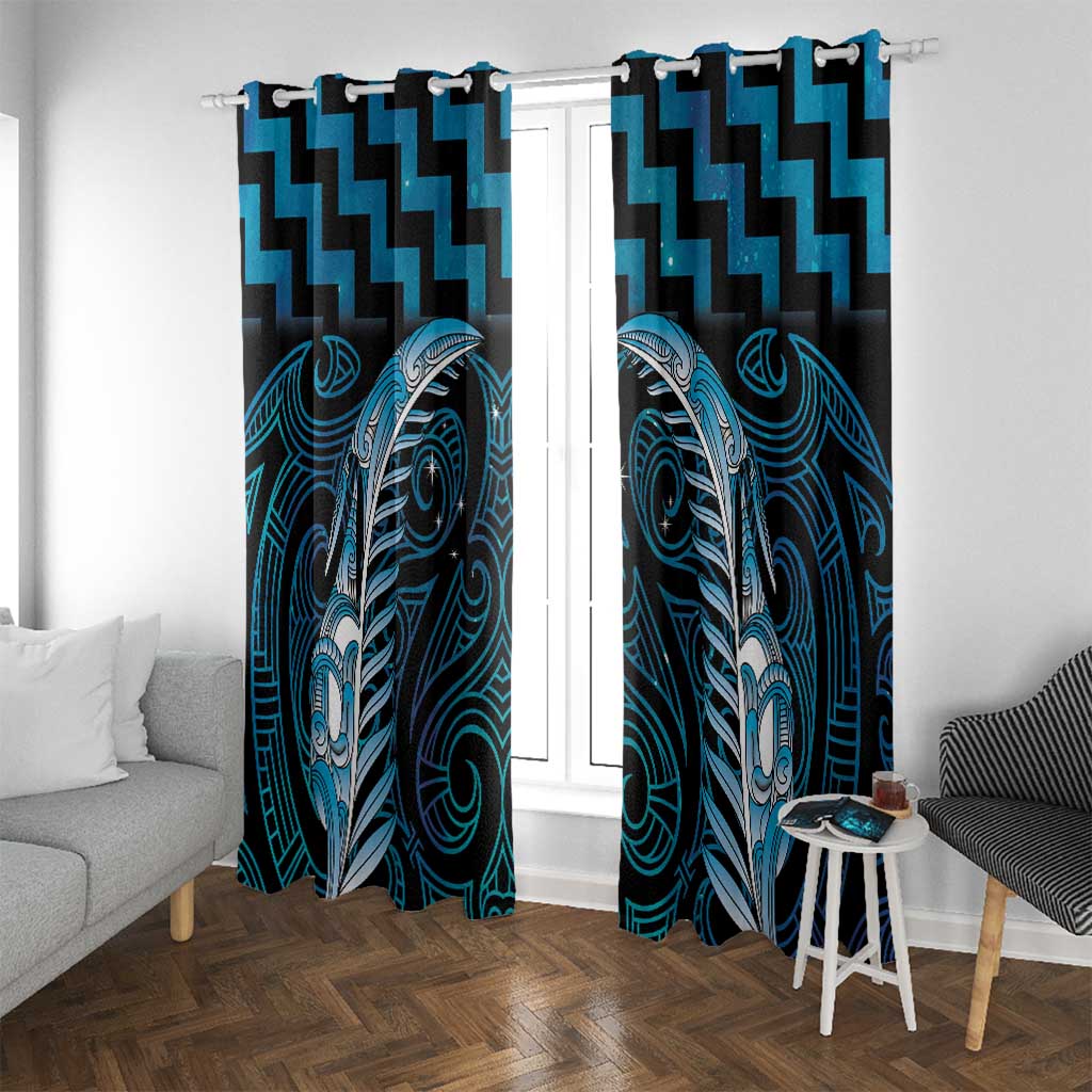 Blue Matariki New Zealand Window Curtain Maori Poutama Galaxy Vibes