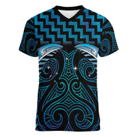 Blue Matariki New Zealand Women V-Neck T-Shirt Maori Poutama Galaxy Vibes