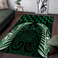 Green Matariki New Zealand Area Rug Maori Poutama Galaxy Vibes