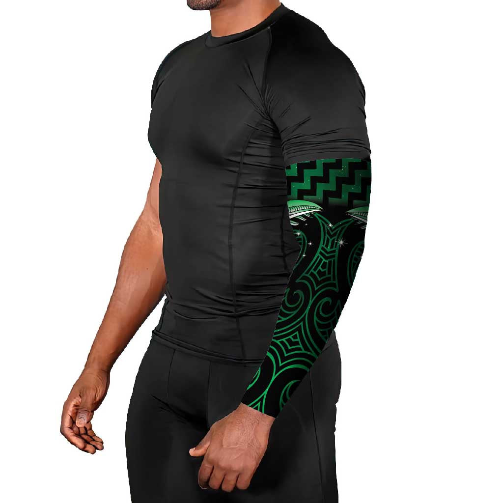 Green Matariki New Zealand Arm Sleeves Maori Poutama Galaxy Vibes - Polynesian Pride