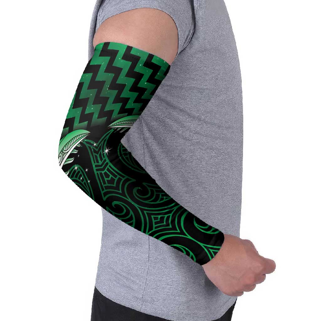 Green Matariki New Zealand Arm Sleeves Maori Poutama Galaxy Vibes - Polynesian Pride