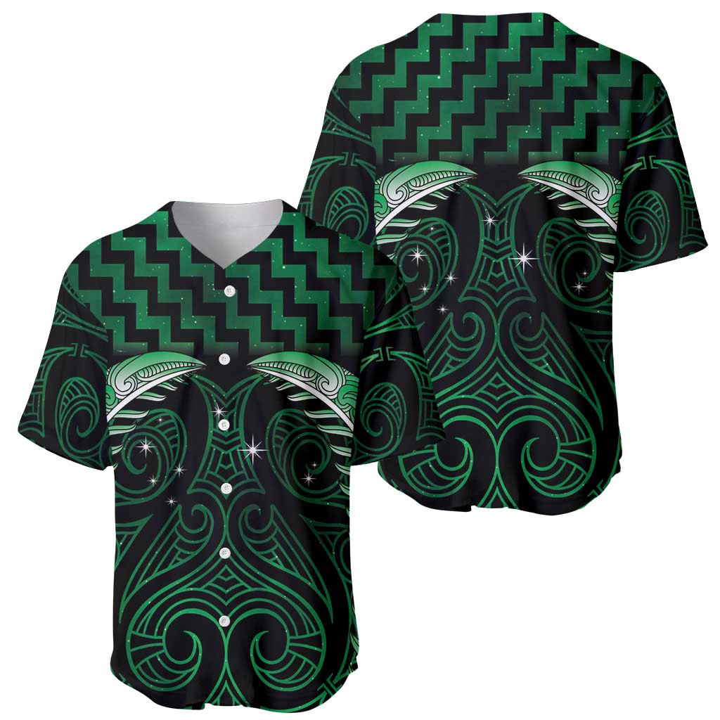 Green Matariki New Zealand Baseball Jersey Maori Poutama Galaxy Vibes