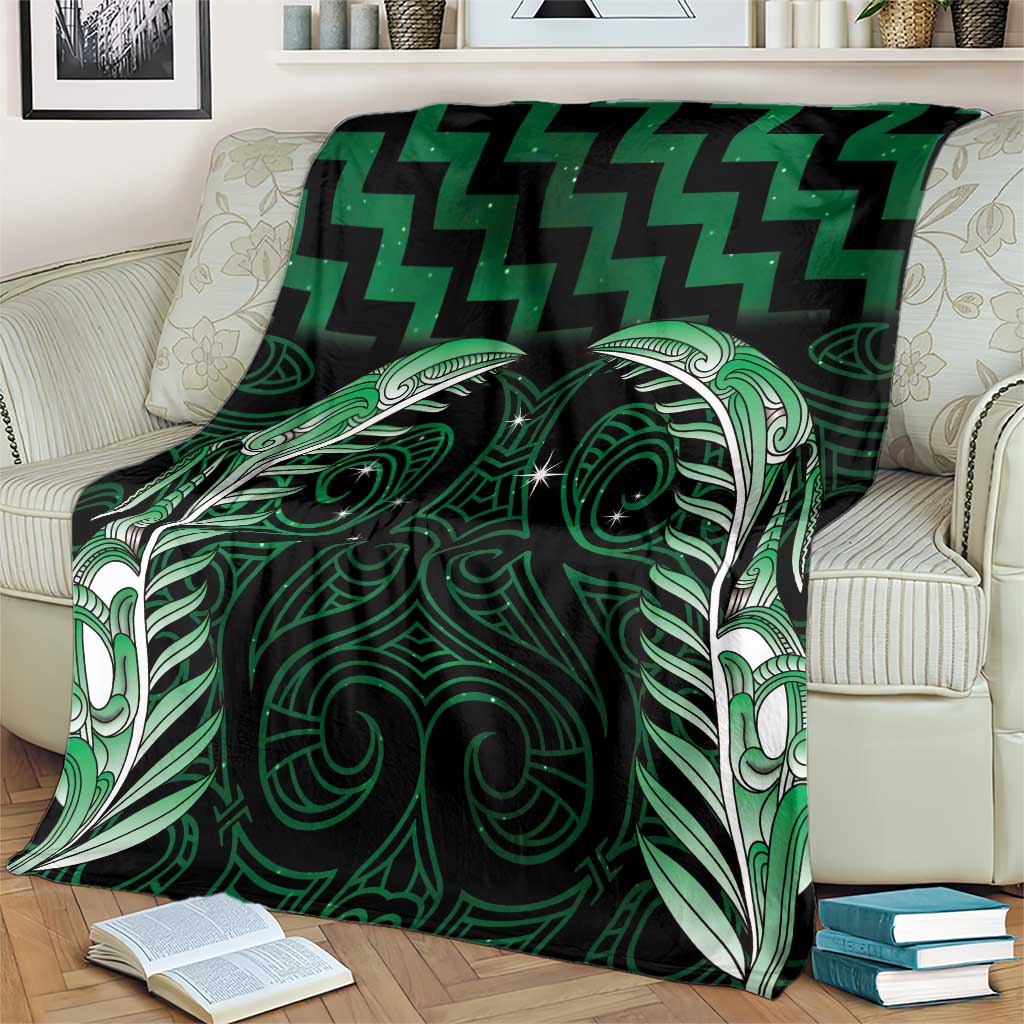 Green Matariki New Zealand Blanket Maori Poutama Galaxy Vibes