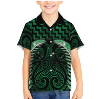 Green Matariki New Zealand Family Matching Mermaid Dress and Hawaiian Shirt Maori Poutama Galaxy Vibes