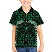 Green Matariki New Zealand Kid Hawaiian Shirt Maori Poutama Galaxy Vibes