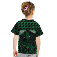 Green Matariki New Zealand Kid T Shirt Maori Poutama Galaxy Vibes