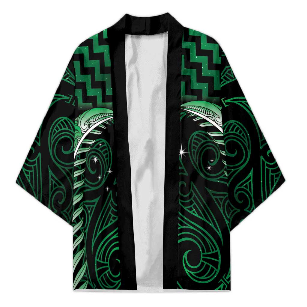 Green Matariki New Zealand Kimono Maori Poutama Galaxy Vibes - Polynesian Pride