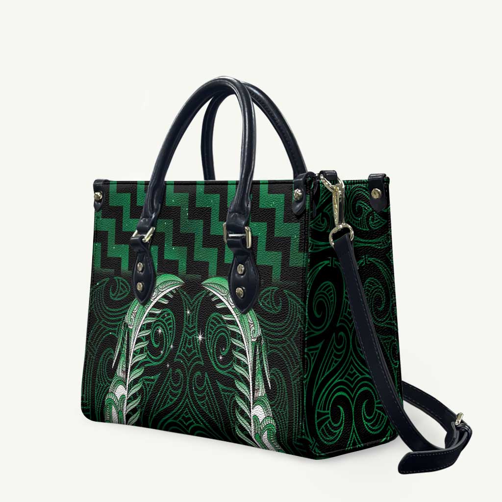 Green Matariki New Zealand Leather Bag Maori Poutama Galaxy Vibes - Polynesian Pride