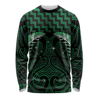 Green Matariki New Zealand Long Sleeve Shirt Maori Poutama Galaxy Vibes