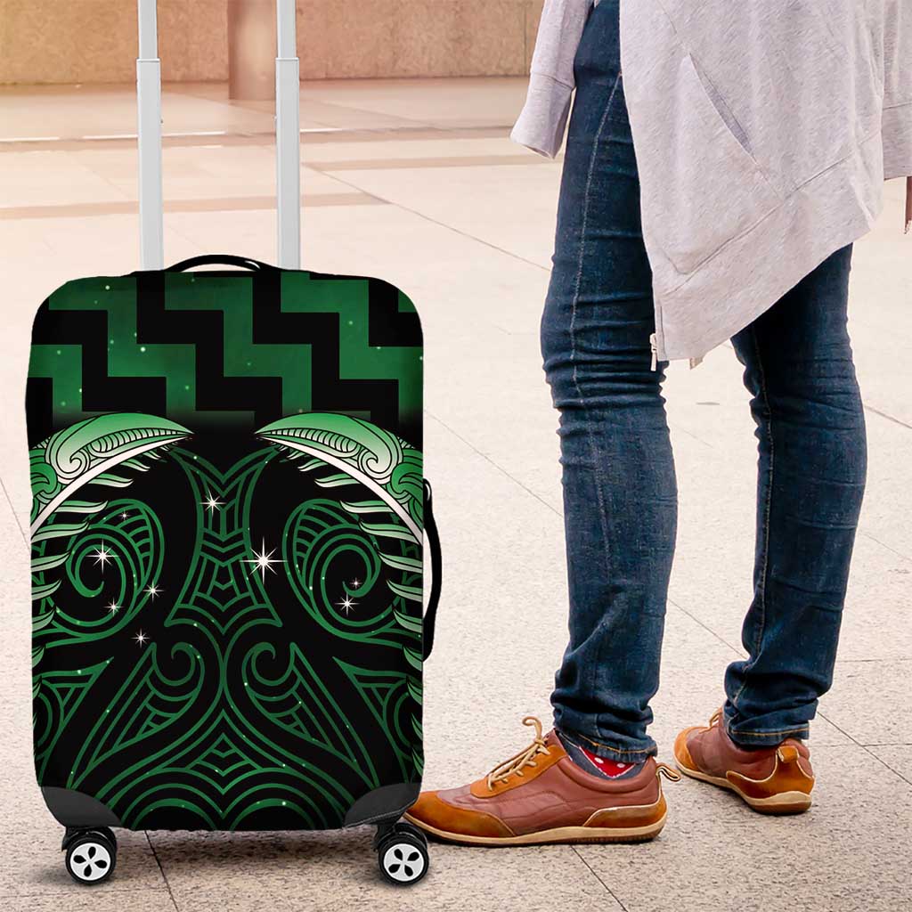 Green Matariki New Zealand Luggage Cover Maori Poutama Galaxy Vibes