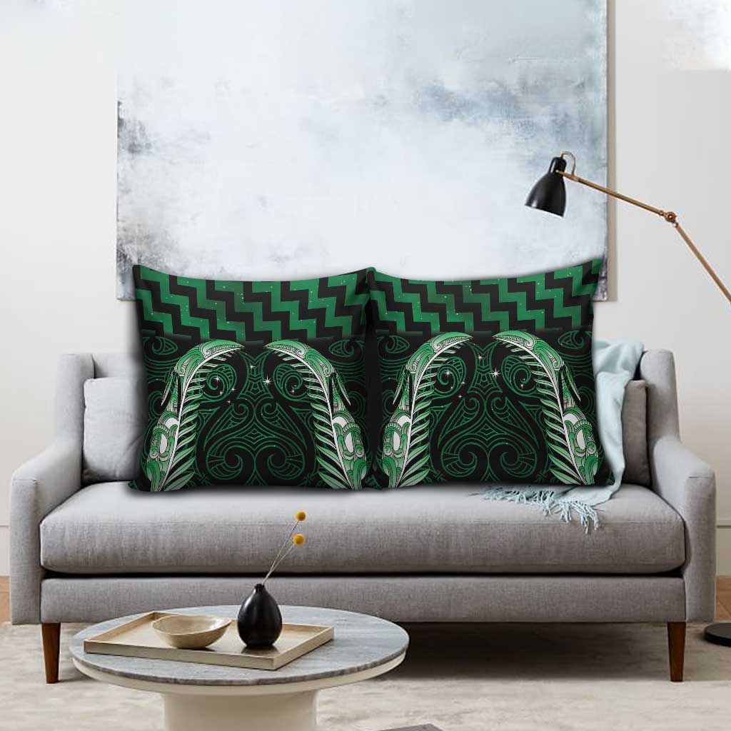 Green Matariki New Zealand Pillow Cover Maori Poutama Galaxy Vibes - Polynesian Pride