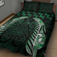 Green Matariki New Zealand Quilt Bed Set Maori Poutama Galaxy Vibes