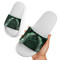 Green Matariki New Zealand Slide Sandals Maori Poutama Galaxy Vibes - Polynesian Pride