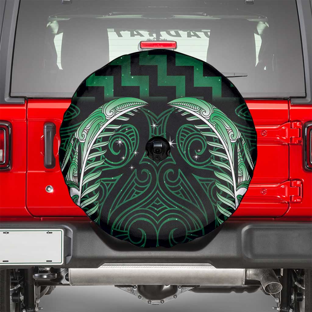 Green Matariki New Zealand Spare Tire Cover Maori Poutama Galaxy Vibes