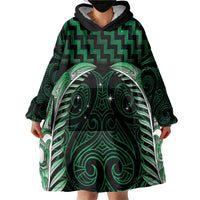 Green Matariki New Zealand Wearable Blanket Hoodie Maori Poutama Galaxy Vibes