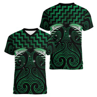 Green Matariki New Zealand Women V-Neck T-Shirt Maori Poutama Galaxy Vibes