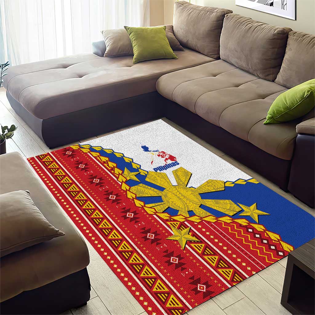 Philippines Independence Day Area Rug Pilipinas Sun Stars Igorot Pattern