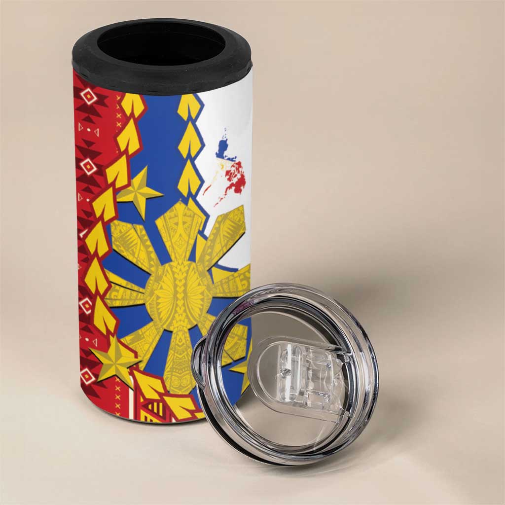 Philippines Independence Day 4 in 1 Can Cooler Tumbler Pilipinas Sun Stars Igorot Pattern
