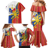 Philippines Independence Day Family Matching Mermaid Dress and Hawaiian Shirt Pilipinas Sun Stars Igorot Pattern