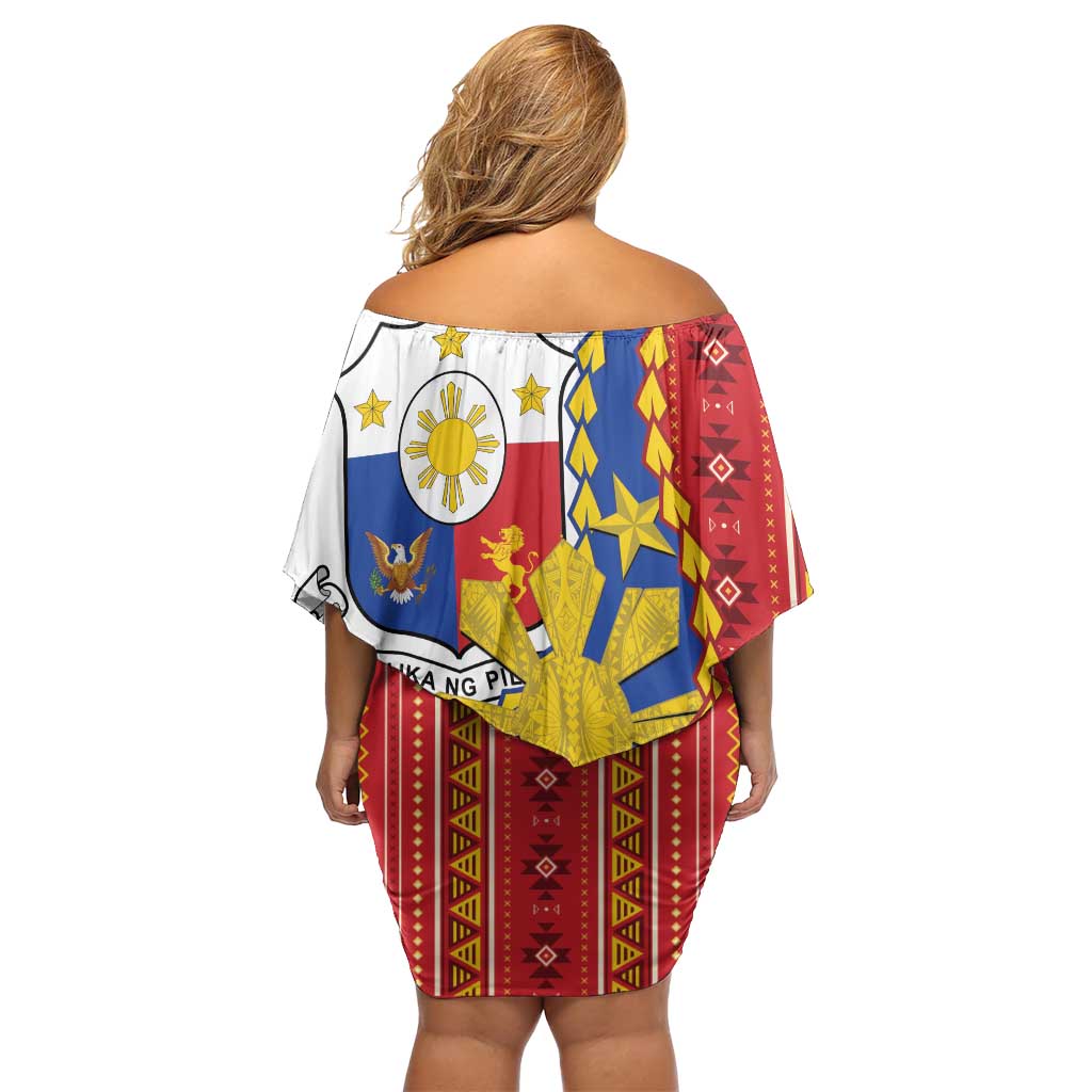 Philippines Independence Day Family Matching Off Shoulder Short Dress and Hawaiian Shirt Pilipinas Sun Stars Igorot Pattern