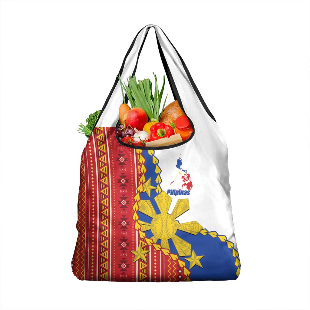 Philippines Independence Day Grocery Bag Pilipinas Sun Stars Igorot Pattern