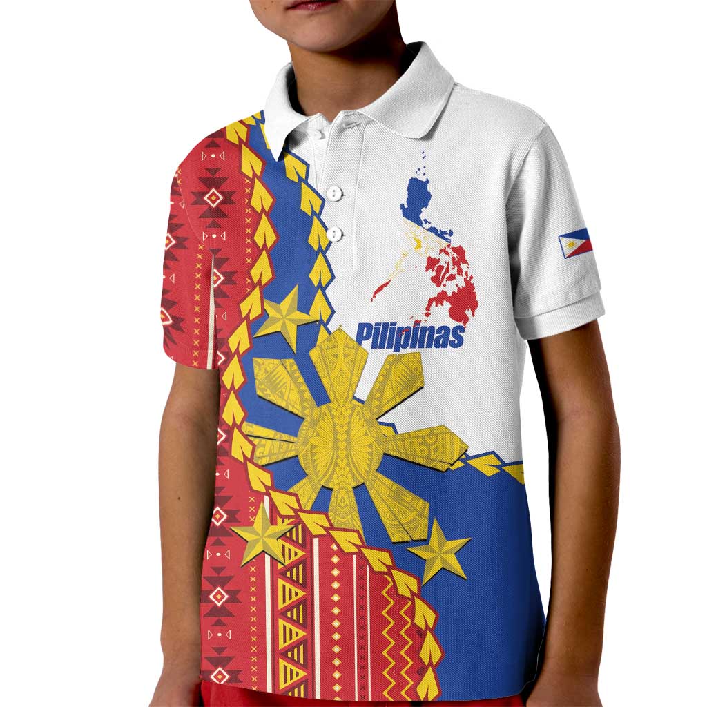 Philippines Independence Day Kid Polo Shirt Pilipinas Sun Stars Igorot Pattern