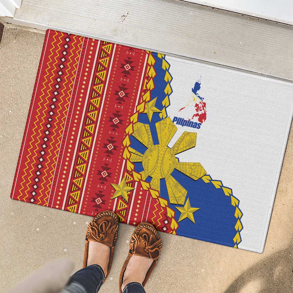 Philippines Independence Day Rubber Doormat Pilipinas Sun Stars Igorot Pattern