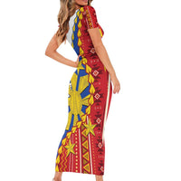 Philippines Independence Day Short Sleeve Bodycon Dress Pilipinas Sun Stars Igorot Pattern