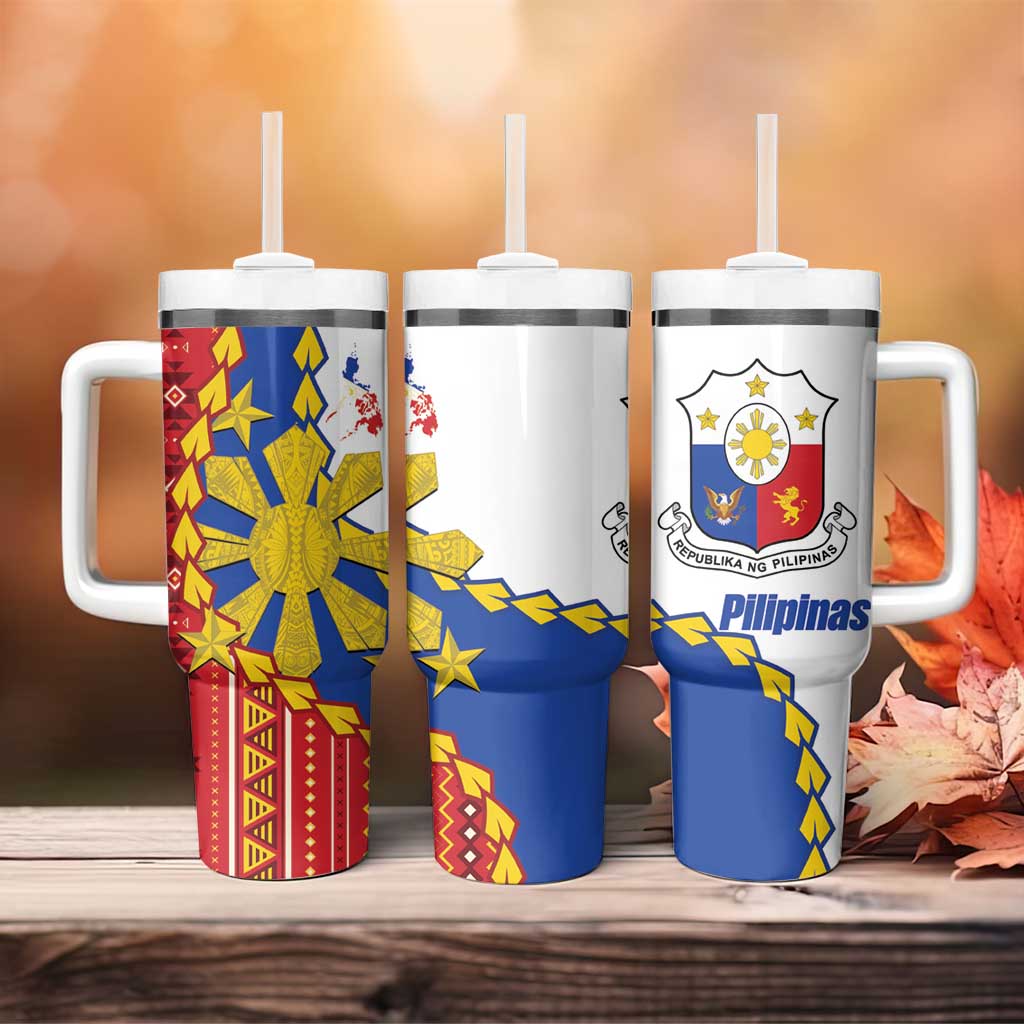 Philippines Independence Day Tumbler With Handle Pilipinas Sun Stars Igorot Pattern