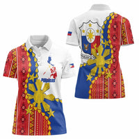 Philippines Independence Day Women Polo Shirt Pilipinas Sun Stars Igorot Pattern