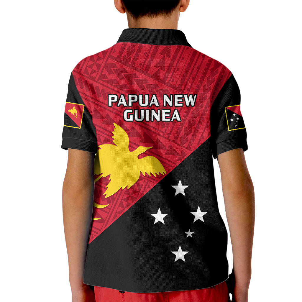 Papua New Guinea Football Kid Polo Shirt Go PNG Polynesian Pattern Sporty Style LT14 - Polynesian Pride