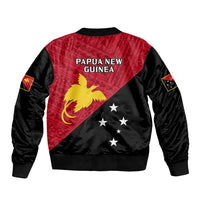 Papua New Guinea Football Sleeve Zip Bomber Jacket Go PNG Polynesian Pattern Sporty Style LT14 - Polynesian Pride