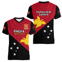 Papua New Guinea Football Women V Neck T Shirt Go PNG Polynesian Pattern Sporty Style LT14 - Polynesian Pride