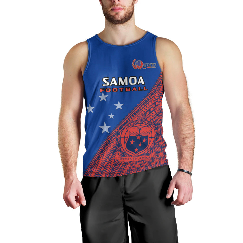 Personalised Samoa Football Men Tank Top Samoan Coat Of Arm Polynesian Sporty Style LT14 - Polynesian Pride