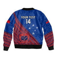 Personalised Samoa Football Sleeve Zip Bomber Jacket Samoan Coat Of Arm Polynesian Sporty Style LT14 - Polynesian Pride