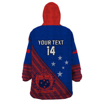 Personalised Samoa Football Wearable Blanket Hoodie Samoan Coat Of Arm Polynesian Sporty Style LT14 - Polynesian Pride