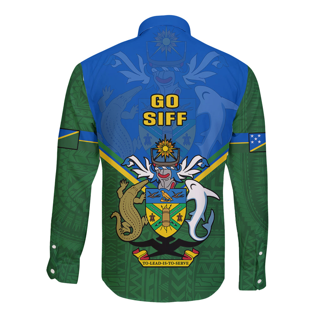 Solomon Islands Football Long Sleeve Button Shirt Polynesian Pattern Sporty Style LT14 - Polynesian Pride
