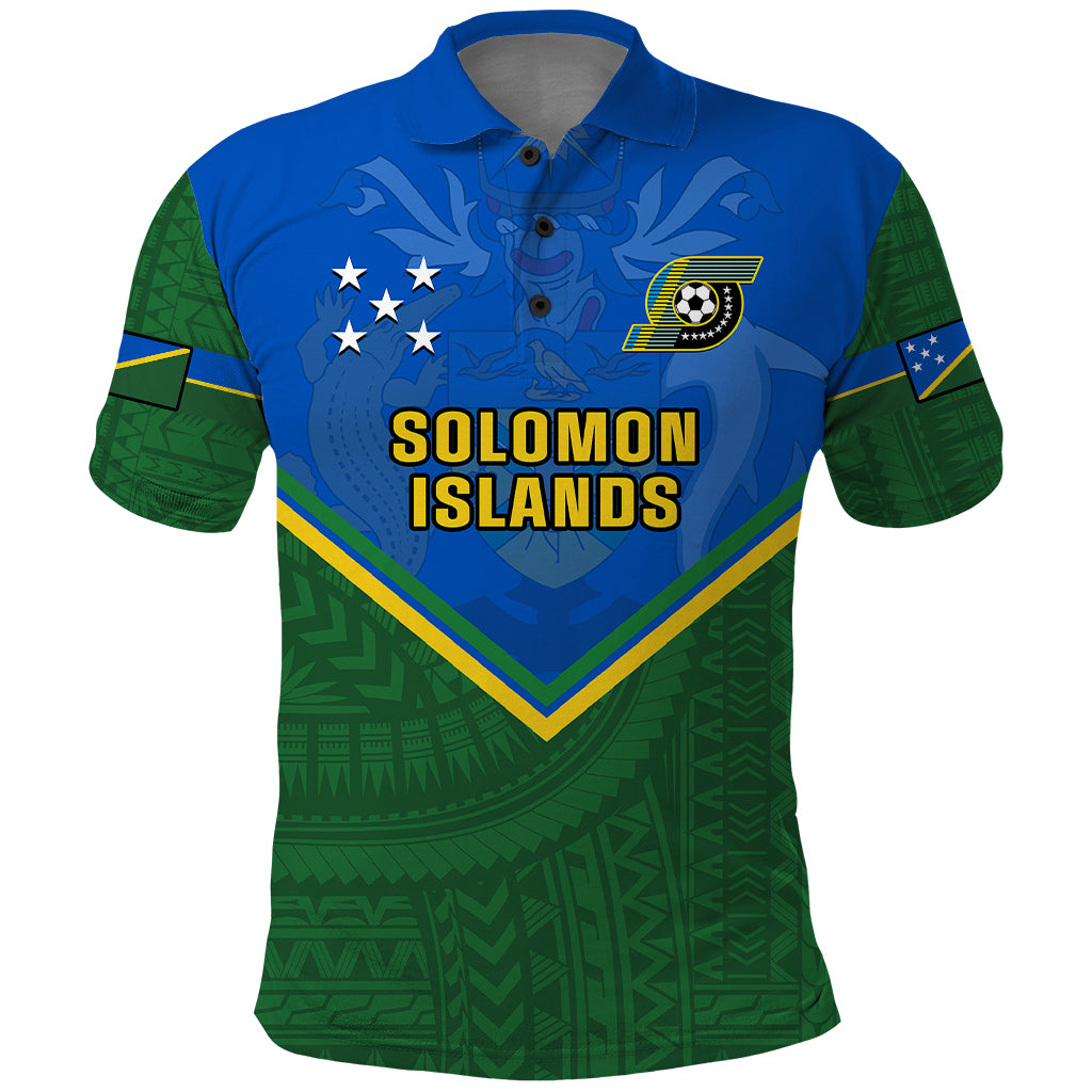 Solomon Islands Football Polo Shirt Polynesian Pattern Sporty Style LT14 Green - Polynesian Pride