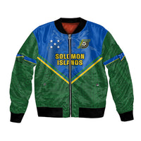 Personalised Solomon Islands Football Bomber Jacket Polynesian Pattern Sporty Style LT14 Unisex Green - Polynesian Pride