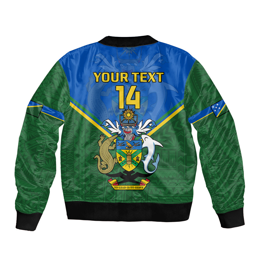 Personalised Solomon Islands Football Bomber Jacket Polynesian Pattern Sporty Style LT14 - Polynesian Pride