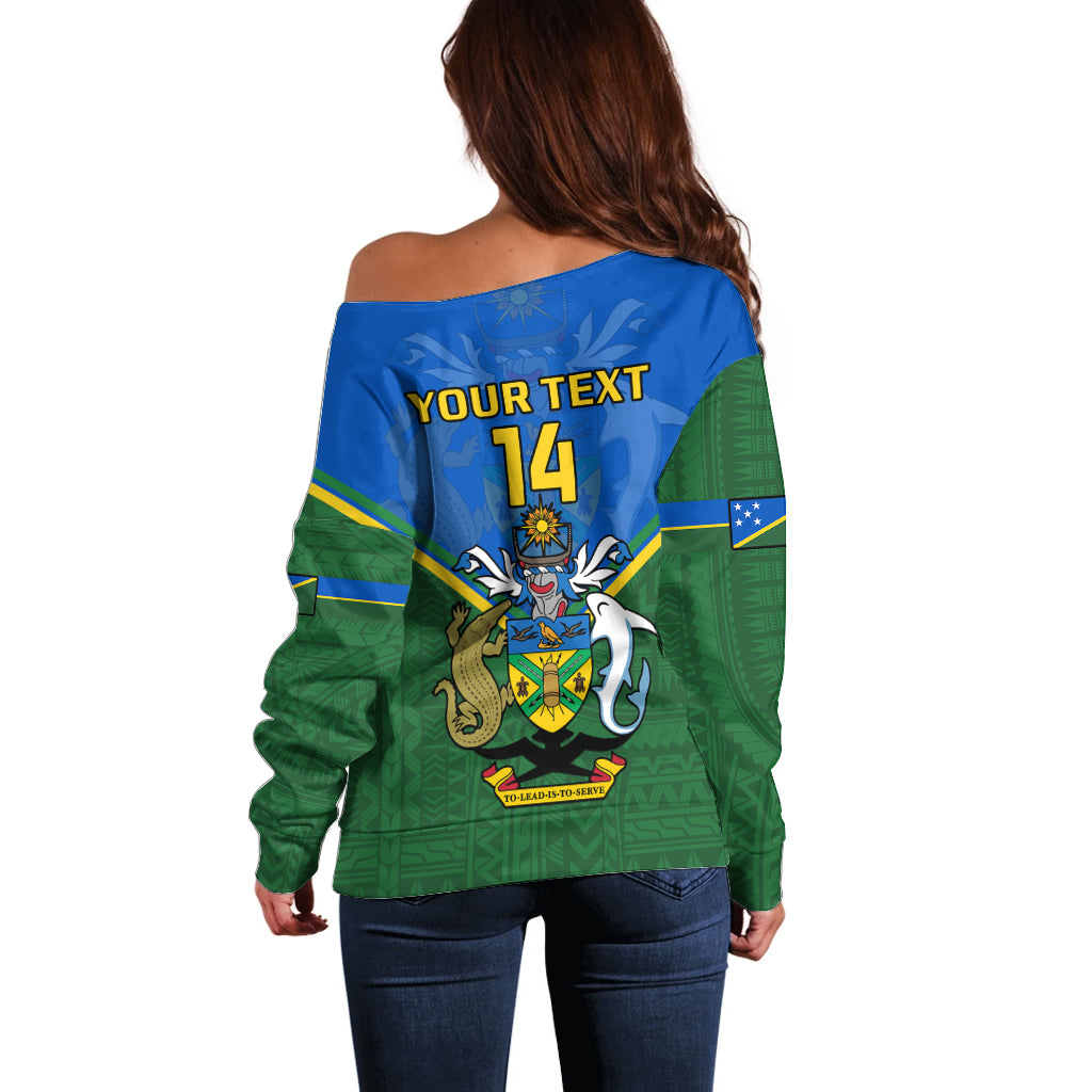 Personalised Solomon Islands Football Off Shoulder Sweater Polynesian Pattern Sporty Style LT14 - Polynesian Pride
