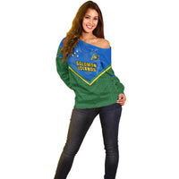 Personalised Solomon Islands Football Off Shoulder Sweater Polynesian Pattern Sporty Style LT14 - Polynesian Pride