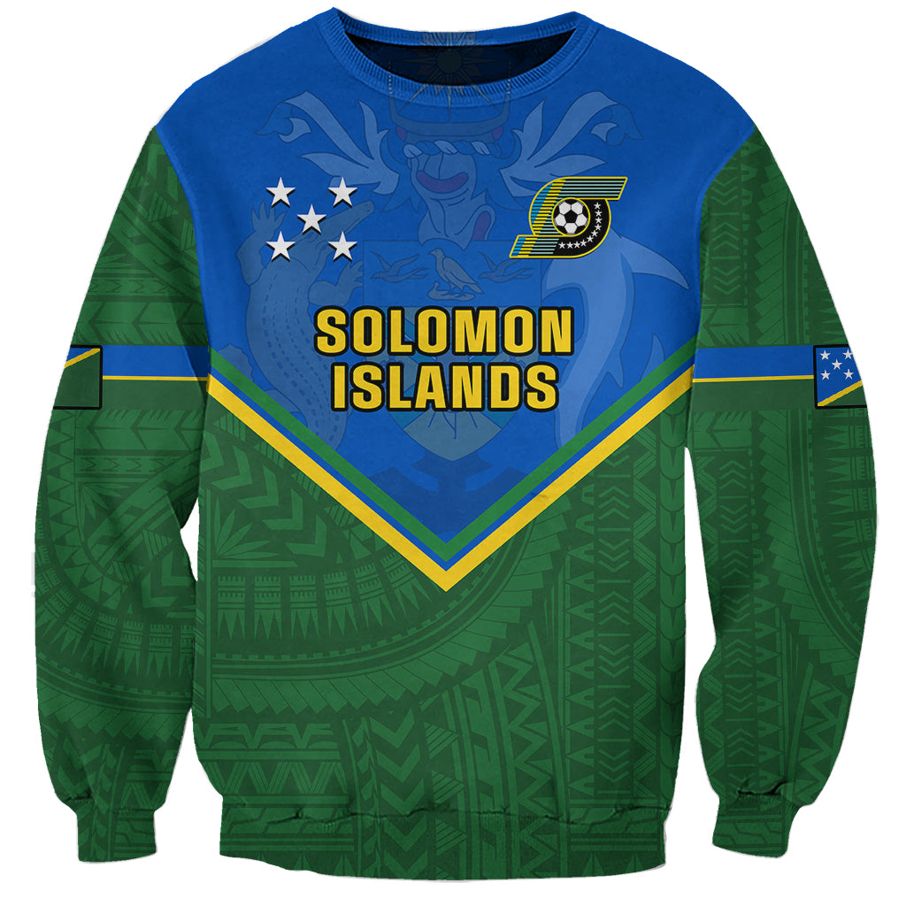 Personalised Solomon Islands Football Sweatshirt Polynesian Pattern Sporty Style LT14 Unisex Green - Polynesian Pride