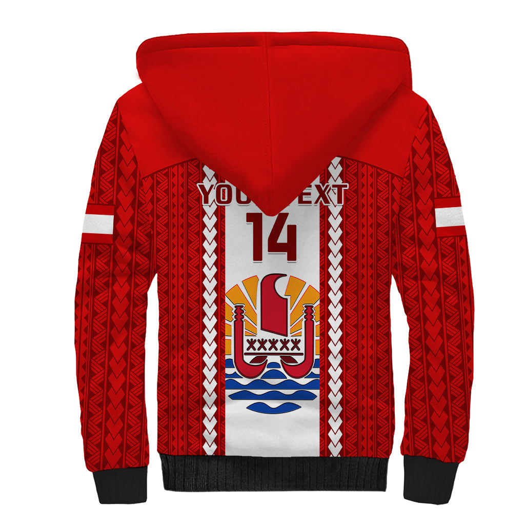Personalised Tahitian Football Sherpa Hoodie Tahiti Coat Of Arm Polynesian Sporty Style LT14 - Polynesian Pride