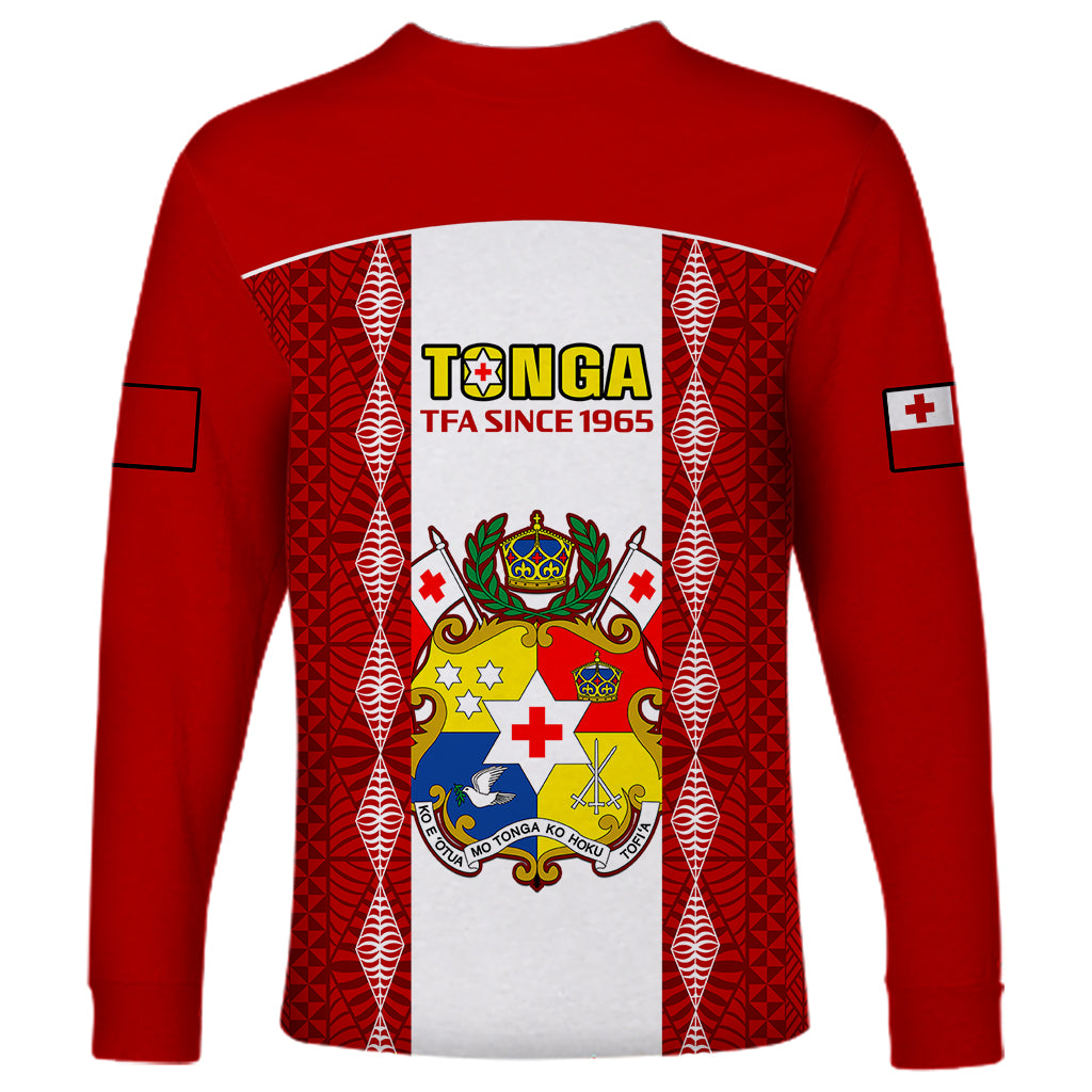 Tonga Football Long Sleeve Shirt Tongan Ngatu Pattern Sporty Style LT14 - Polynesian Pride